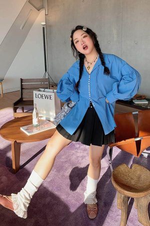 Plus Size Long Sleeve Shirt for Women, Spring 2025 Fashion, Age-Reducing Design, Trendy and Stylish Top