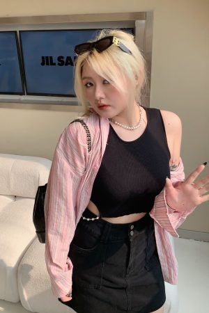 Plus Size Minimalist Oversized Striped Shirt Jacket - Breathable Sun Protection for Fresh Summer Style