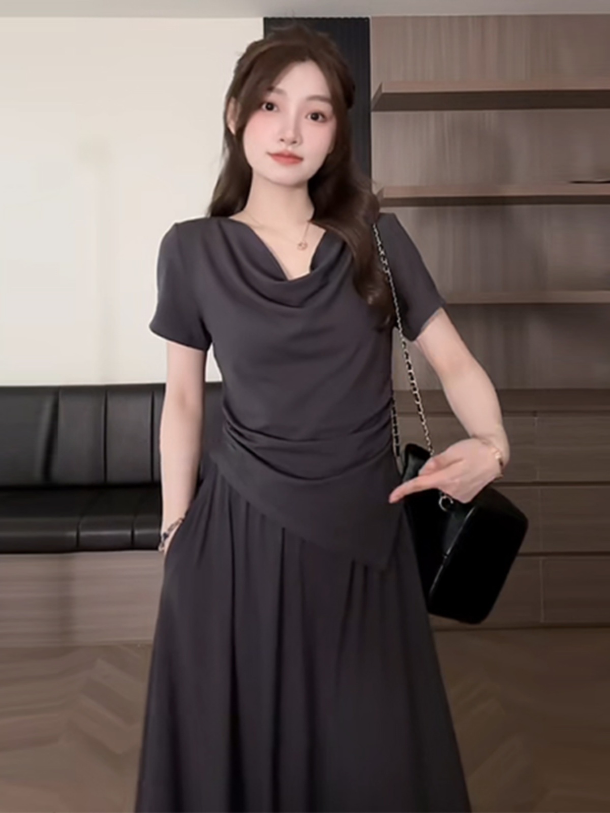 Plus Size Off-Shoulder Short Sleeve T-Shirt and Skirt Two-Piece Set for Women, Casual Summer Outfit, Slimming Fashionable Style Plus Size Off-Shoulder Short Sleeve T-Shirt and Skirt Two-Piece Set for Women, Casual Summer Outfit, Slimming Fashionable Style