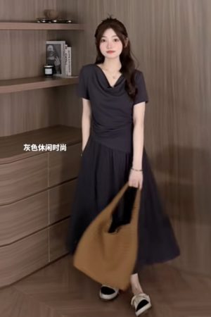 Plus Size Off-Shoulder Short Sleeve T-Shirt and Skirt Two-Piece Set for Women, Casual Summer Outfit, Slimming Fashionable Style