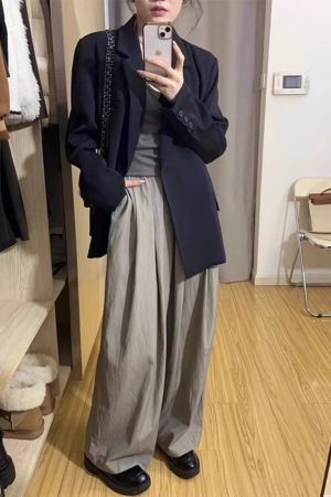Plus Size Oversized Black Suit Jacket for Women - High-End Casual Blazer, Spring Autumn 2025 Loose Fit Fashion