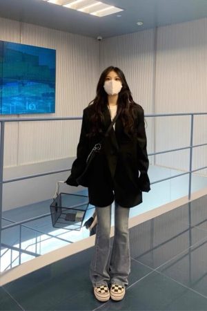 Plus Size Oversized Black Suit Jacket for Women, Casual Loose Blazer, High-End Feel, Spring Autumn 2025 Fashion