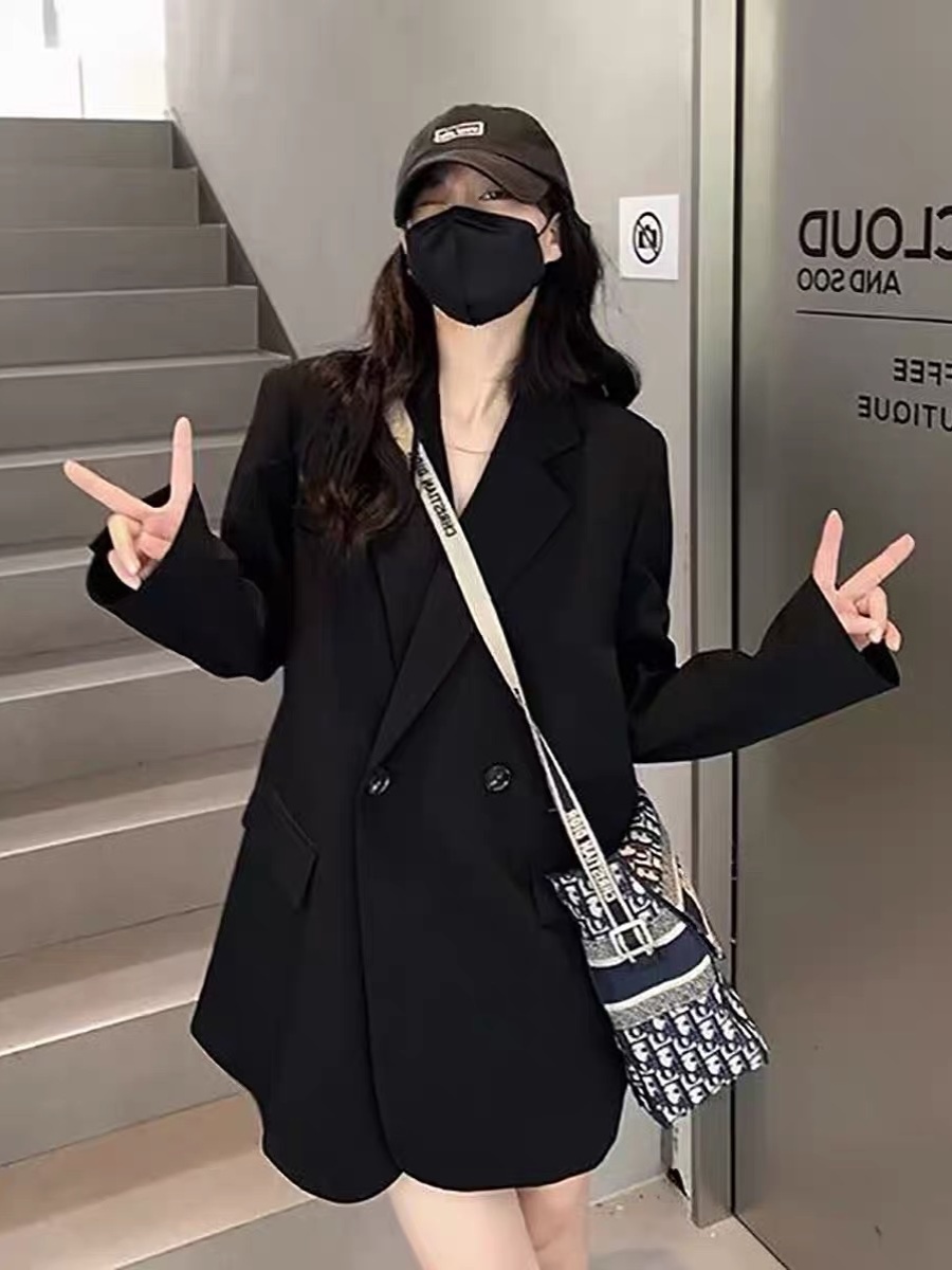 Plus Size Oversized Black Suit Jacket for Women, Casual Loose Blazer, High-End Spring Autumn 2025 Fashion Plus Size Oversized Black Suit Jacket for Women, Casual Loose Blazer, High-End Spring Autumn 2025 Fashion