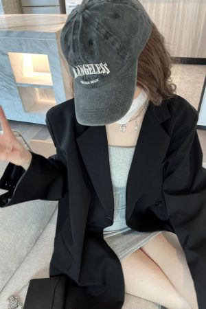 Plus Size Oversized Black Suit Jacket for Women, Casual Loose Blazer with High-End Feel, Spring Autumn 2025 Fashion