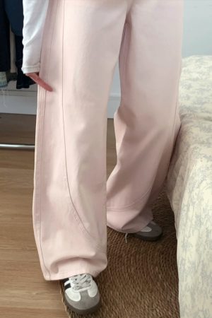 Plus Size Pink Curved Blade Wide Leg Jeans - 2025 New Style Relaxed Fit Flattering Pants for Women