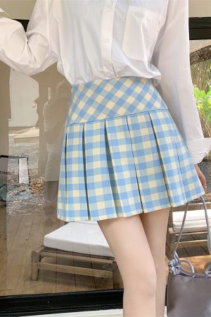 Plus-Size Pink Plaid High-Waisted Pleated Midi Skirt - Women's Summer Checkered A-Line Skirt with Slim Fit for Trendy Style