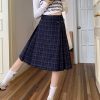 Plus Size Plaid A-Line Skirt for Women, High-Waisted Checkered Skirt, Autumn College Style, Slimming Mid-Length Fashion