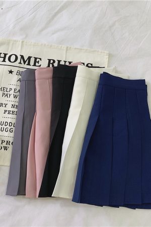 Plus Size Pleated High-Waisted A-Line Midi Skirt for Women, Korean Style Versatile Academy Look, Wrinkled Suit Design