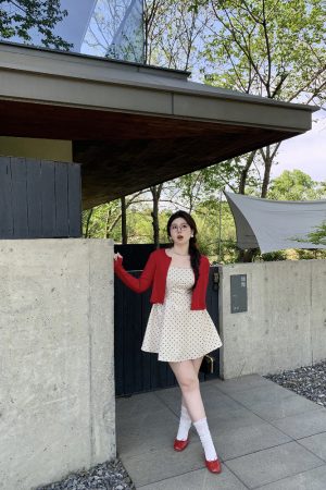Plus-Size Polka Dot Dress with Spaghetti Straps, Snow-Topped Black Chocolate Design, Waist-Cinching, French Elegance, High-End Style