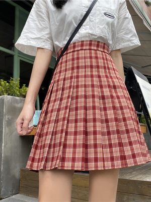 Plus Size Purple Plaid Pleated Midi Skirt for Women - High-Waisted A-Line College Style