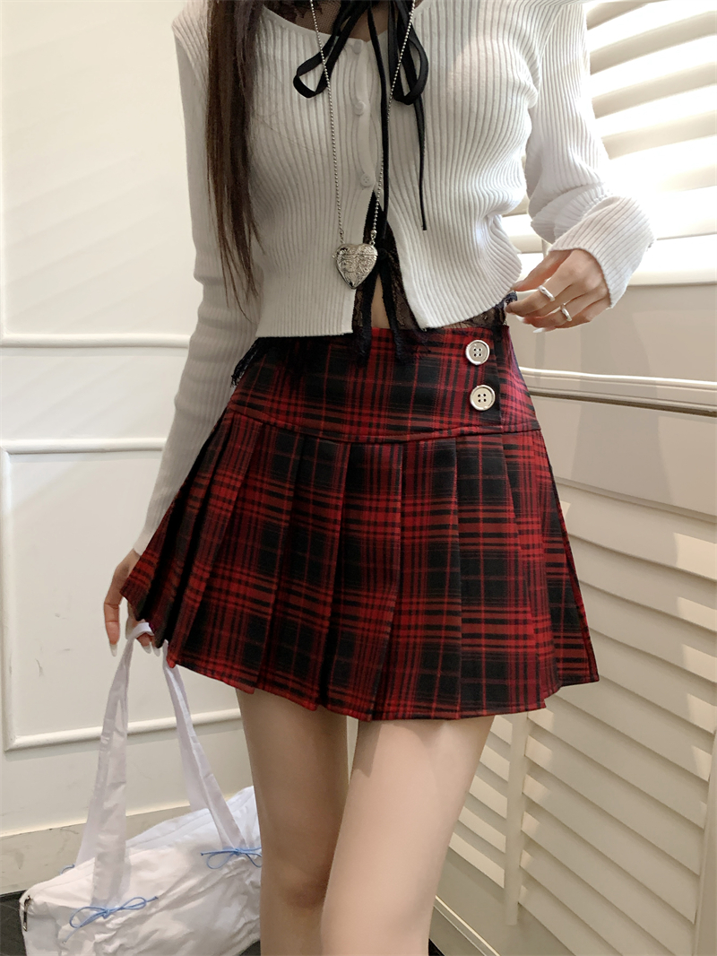 Plus Size Red Plaid Pleated Skirt - Spring Summer A-Line High Waist JK Style Short Skirt for Women Plus Size Red Plaid Pleated Skirt - Spring Summer A-Line High Waist JK Style Short Skirt for Women