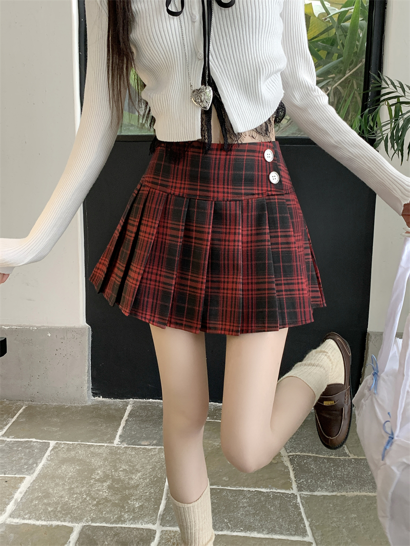 Plus Size Red Plaid Pleated Skirt - Spring Summer A-Line High Waist JK Style Short Skirt for Women Plus Size Red Plaid Pleated Skirt - Spring Summer A-Line High Waist JK Style Short Skirt for Women
