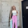 Plus Size Retro Barbie Pink Sweatpants for Women - Loose Fit Casual Street Style Long Pants