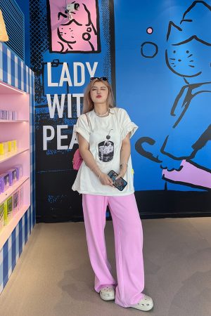 Plus Size Retro Barbie Pink Sweatpants for Women - Loose Fit Casual Street Style Long Pants