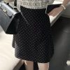 Plus Size Retro Black Polka Dot Half Skirt for Women, Summer A-Line Umbrella Skirt, Petite Bodycon Midi Style