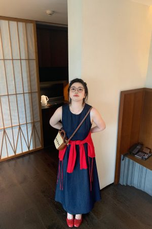 Plus Size Retro Blue Sleeveless Denim Dress with Elegant Vest - Chubby Urban Style Long Skirt for Weekly Reports