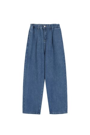 Plus Size Retro High-Waisted Button Straight-Leg Wide-Leg Pants - Casual Slimming Women's Jeans for Y2K and Vintage Style