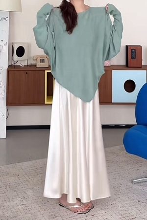 Plus-Size Satin A-Line Midi Skirt for Women - Flattering Mermaid Shape, 2025 New Style, Chic and Elegant Fashion