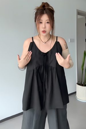 Plus Size Sleeveless Top for Spring and Summer, Loose Fit with Strap Design to Flatter Curvy Figures, Perfect Layering Essential