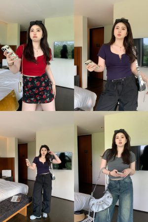 Plus Size Slim Fit Short Sleeve Crop Top for Cute Girls - Trendy and Comfortable Summer Style