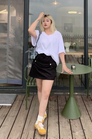 Plus Size Slimming A-Line Midi Skirt for Women, Stylish Summer Casual Streetwear, Fat mm Design, American Workwear