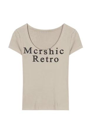 Plus-Size Spicy Girl U-Neck Short Sleeve T-Shirt for Women - Summer American Style, Slim Fit, Flattering Belly Design, Trendy Fashion