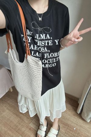 Plus Size Spliced Fake Two-Piece Dress for Women, Flattering Loose Fit, Stylish Design, Hides Belly, Perfect for Curvy Figures