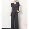 Plus Size Summer Casual Set for Women - Slimming Waist Short Sleeve T-Shirt and Wide Leg Pants - Trendy Lightweight Outfit