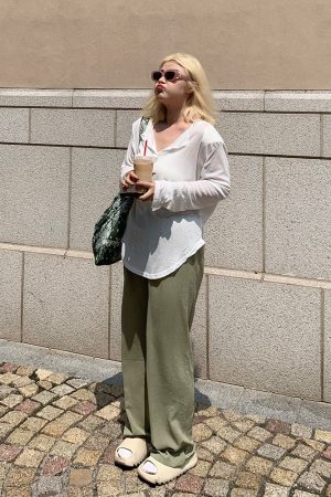 Plus Size Summer Chiffon Wide Leg Pants - Casual Slim Fit Straight Loose Long Trousers for Versatile Comfort
