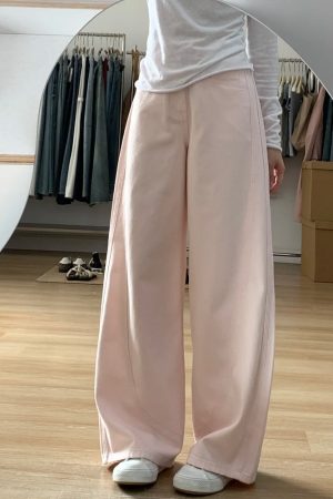 Plus-Size Summer Loose Wide-Leg Scythe Pants, Curved Blade Design, Pink Casual Trousers for a Relaxed Look