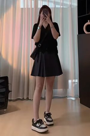 Plus Size Summer Niche Top with Shoulder Drawstring, Loose Fit V-Neck Short Sleeve T-Shirt for Curvy Women, Flattering Style