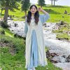 Plus-Size Summer Vacation Two-Piece Set with Tassel Skirt and Hollow-Out Cover-Up Dress - Loose Layered Style for Travel