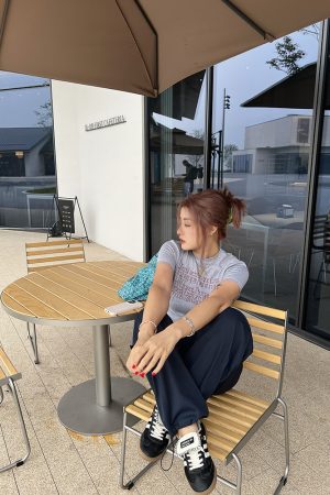 Plus Size Vintage Plaid Fake Two-Piece Casual Wide-Leg Long Pants for Women - Loose Straight-Leg Sports Trousers