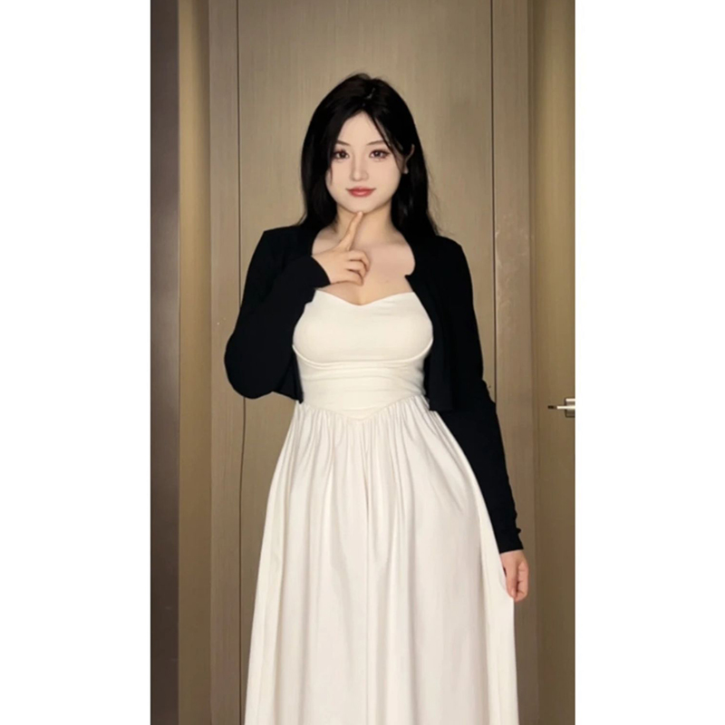 Plus-Size White Camisole Dress for Curvy Figures - French Style, Waist-Cinching, Flattering Sleeveless Summer Dress Plus-Size White Camisole Dress for Curvy Figures - French Style, Waist-Cinching, Flattering Sleeveless Summer Dress