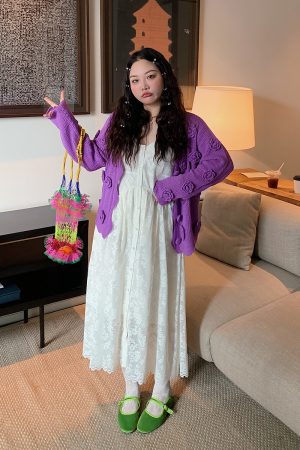 Plus Size White Lace Pocket Camisole Dress for Women - Spring Summer 2025 Long Dress for Curvy Figures, Y2K Style