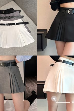 Plus-Size White Pleated A-Line Midi Skirt for Women - 2025 Summer Slimming High-Waisted Short Skirt, Trendy Fashion Essential