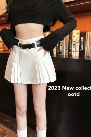 Plus-Size White Pleated A-Line Midi Skirt for Women - 2025 Summer Slimming High-Waisted Short Skirt, Trendy Fashion Essential