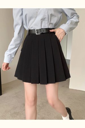 Plus Size White Pleated A-Line Skirt for Women - High-Waisted College Style, Spring/Summer, Anti-Exposure Half Skirt Pants