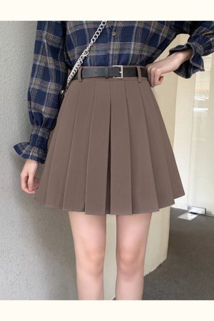 Plus Size White Pleated A-Line Skirt for Women - High-Waisted College Style, Spring/Summer, Anti-Exposure Half Skirt Pants