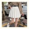 Plus Size White Pleated A-Line Skirt for Women - High-Waisted College Style, Spring/Summer, Anti-Exposure Half Skirt Pants