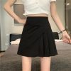 Plus Size White Pleated Mini Skirt for Women, Summer Irregular High Waist A-Line Bodycon in Slimming Wrinkled Style
