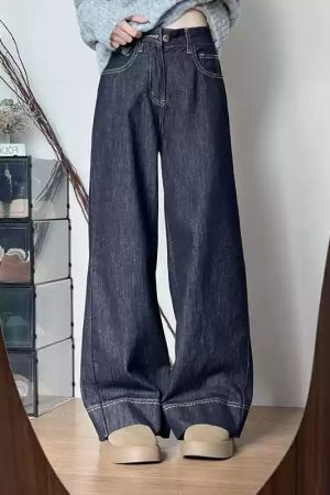 Plus-Size White Wide-Leg Jeans for Pear-Shaped Figures, Slimming Loose BF Style, Trendy 2025 Fashion