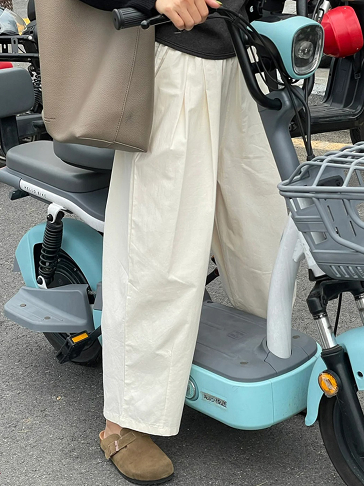 Plus Size White Women's Summer Japanese-Style Balloon Pants - Flattering Wide-Leg Loose Nine-Point Design Plus Size White Women's Summer Japanese-Style Balloon Pants - Flattering Wide-Leg Loose Nine-Point Design