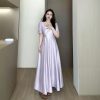 Plus-Size Women's Elegant French-Style Purple Long Dress for Summer - Unique Temperament Dress for a Flattering Fit