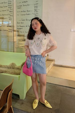 Plus-Size Women's Embroidered Tencel T-Shirt, Short Sleeve Summer Top, Unique Exquisite Design, Trendy Fashion for Curvy Styles