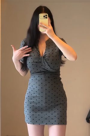 Plus-Size Women's French-Style High-End Polka Dot Bodycon Dress for Summer, Slim Fit Short Skirt, Chic and Trendy