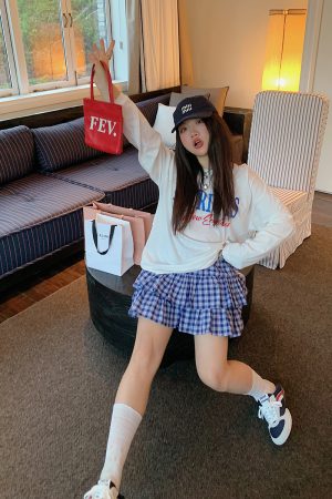 Plus Size Women's High Waist Plaid Cake Skirt - Slimming Summer Short Skirt for Chubby Girls, 2025 Trendy Fashion