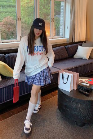 Plus Size Women's High Waist Plaid Cake Skirt - Slimming Summer Short Skirt for Chubby Girls, 2025 Trendy Fashion