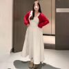 Plus-Size Women's Korean-Style Camisole Dress and Knitted Cardigan Set - 2025 Early Spring Collection