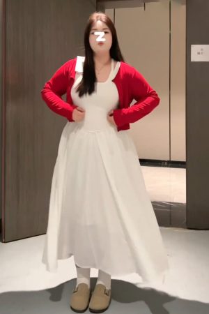 Plus-Size Women's Korean-Style Camisole Dress and Knitted Cardigan Set - 2025 Early Spring Collection